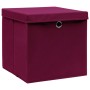 Caja de almacenaje con tapa 10 uds tela rojo oscuro 32x32x32 cm de , Cestas para almacenaje - Ref: Foro24-288344, Precio: 57,...