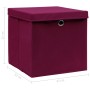 Caja de almacenaje con tapa 10 uds tela rojo oscuro 32x32x32 cm de , Cestas para almacenaje - Ref: Foro24-288344, Precio: 57,...