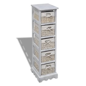 Shelf with 5 white wooden woven baskets by , Lockers and storage cabinets - Ref: Foro24-240798, Price: 103,64 €, Discount: %