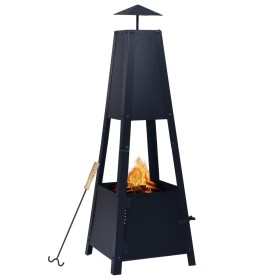 Black steel brazier 35x35x99 cm by vidaXL, Chimneys - Ref: Foro24-46648, Price: 50,88 €, Discount: %