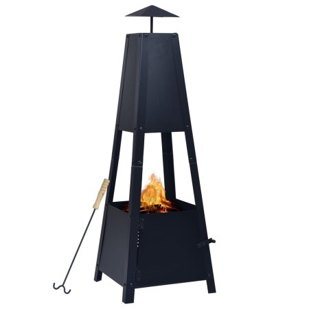 Brasero de acero negro 35x35x99 cm de vidaXL, Chimeneas - Ref: Foro24-46648, Precio: 52,53 €, Descuento: %