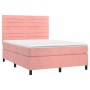 Box spring bed with mattress and LED pink velvet 140x200 cm by vidaXL, Beds and slatted bases - Ref: Foro24-3136190, Price: 5...