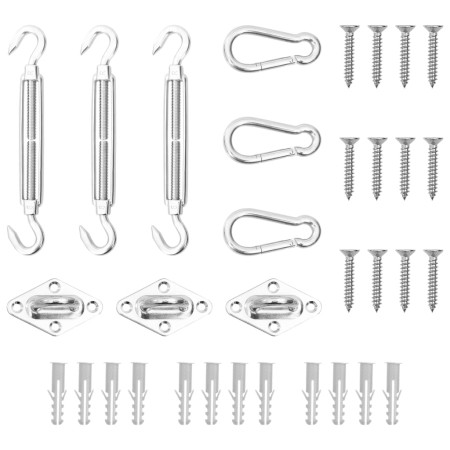 Sail awning accessory set 9 pcs stainless steel by , Accessories for awnings - Ref: Foro24-310246, Price: 22,95 €, Discount: %