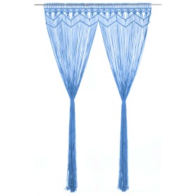 Blue cotton macrame curtain 140x240 cm by , Curtains and curtains - Ref: Foro24-323988, Price: 44,89 €, Discount: %