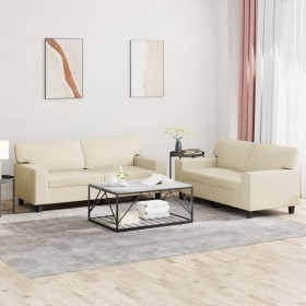 2-Piece Cream Synthetic Leather Sofa Set by , Sofas - Ref: Foro24-3201915, Price: 490,99 €, Discount: %