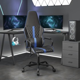 Silla gaming con masaje cuero sintético azul y negro de , Sillones para videojuegos - Ref: Foro24-345557, Precio: 112,74 €, D...