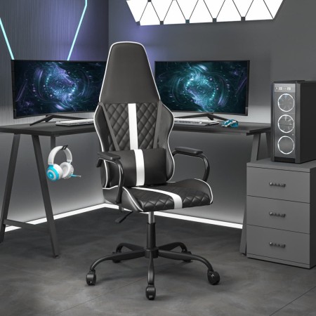 Silla gaming de masaje cuero sintético blanco y negro de , Sillones para videojuegos - Ref: Foro24-345562, Precio: 112,83 €, ...