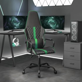 Silla gaming con masaje cuero sintético verde y negro de , Sillones para videojuegos - Ref: Foro24-345560, Precio: 112,99 €, ...