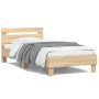 Sonoma oak engineered wood bed with headboard 100x200 cm by , Beds and slatted bases - Ref: Foro24-838528, Price: 87,16 €, Di...