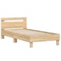 Sonoma oak engineered wood bed with headboard 100x200 cm by , Beds and slatted bases - Ref: Foro24-838528, Price: 87,16 €, Di...