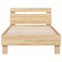 Sonoma oak engineered wood bed with headboard 100x200 cm by , Beds and slatted bases - Ref: Foro24-838528, Price: 87,16 €, Di...