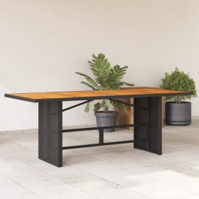 Garden table black PE rattan wooden surface 190x80x74 cm by , Garden tables - Ref: Foro24-365309, Price: 211,06 €, Discount: %