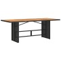 Garden table black PE rattan wooden surface 190x80x74 cm by , Garden tables - Ref: Foro24-365309, Price: 212,99 €, Discount: %