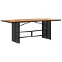 Garden table black PE rattan wooden surface 190x80x74 cm by , Garden tables - Ref: Foro24-365309, Price: 212,99 €, Discount: %