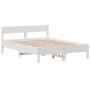 Bed frame with white pine wood headboard 120x200 cm by , Beds and slatted bases - Ref: Foro24-842755, Price: 127,47 €, Discou...