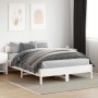 Bed frame with white pine wood headboard 160x200 cm by , Beds and slatted bases - Ref: Foro24-842743, Price: 126,07 €, Discou...