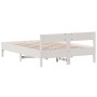 Bed frame with white pine wood headboard 160x200 cm by , Beds and slatted bases - Ref: Foro24-842743, Price: 126,07 €, Discou...