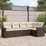 5-teiliges Garten-Essset und braune Kissen aus synthetischem Rattan von , Modulare Sofas für den Außenbereich - Ref: Foro24-3...