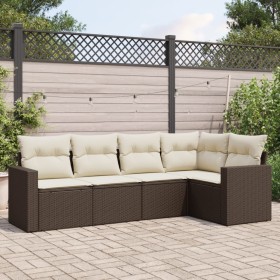 5-piece garden dining set and brown synthetic rattan cushions by , Modular outdoor sofas - Ref: Foro24-3251270, Price: 353,99...