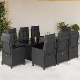 Set de comedor de jardín 9 pzas y cojines ratán sintético negro de , Conjuntos de jardín - Ref: Foro24-3212684, Precio: 1,00 ...