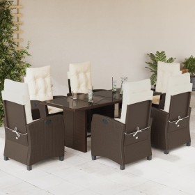 7-piece garden dining set with brown synthetic rattan cushions by , Garden sets - Ref: Foro24-3212686, Price: 929,86 €, Disco...