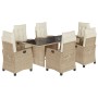 Set comedor de jardín 7 pzas con cojines ratán sintético beige de , Conjuntos de jardín - Ref: Foro24-3212692, Precio: 912,47...