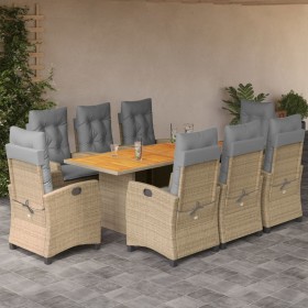 Set comedor de jardín 9 pzas con cojines ratán sintético beige de , Conjuntos de jardín - Ref: Foro24-3212717, Precio: 1,00 €...