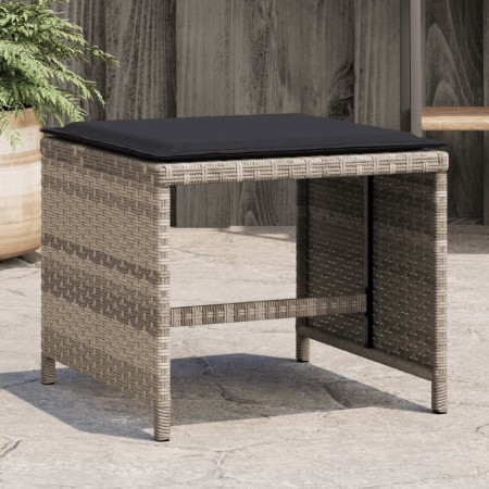 Garden stools and cushions 4 pcs light gray PE rattan 41x41x36cm by , Outdoor ottomans - Ref: Foro24-365046, Price: 99,46 €, ...