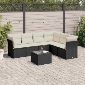 7-teiliges Garten-Essset und schwarze Kissen aus synthetischem Rattan von , Gartensets - Ref: Foro24-3249525, Preis: 409,99 €...