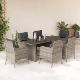 Garten-Essgruppe 7-teilig und hellgraue Kissen aus synthetischem Rattan von , Gartensets - Ref: Foro24-3211890, Preis: 760,97...