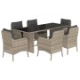 Garden dining set 7 pieces and light gray synthetic rattan cushions by , Garden sets - Ref: Foro24-3211890, Price: 760,97 €, ...