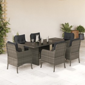 Garden dining set 7 pieces and gray synthetic rattan cushions by , Garden sets - Ref: Foro24-3211884, Price: 784,99 €, Discou...