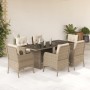 Set comedor de jardín 7 pzas con cojines ratán sintético beige de , Conjuntos de jardín - Ref: Foro24-3211886, Precio: 796,17...