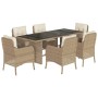 Set comedor de jardín 7 pzas con cojines ratán sintético beige de , Conjuntos de jardín - Ref: Foro24-3211886, Precio: 796,17...