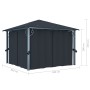 Cenador con cortina gris antracita aluminio 300x300 cm de vidaXL, Carpas y cenadores - Ref: Foro24-48043, Precio: 537,99 €, D...