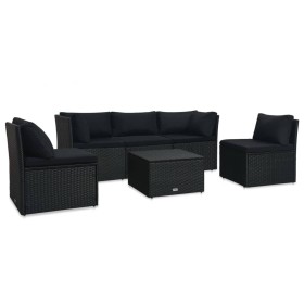 4-teiliges Gartenmöbel-Set und schwarze synthetische Rattankissen von vidaXL, Outdoor-Sofas - Ref: Foro24-47811, Preis: 478,9...