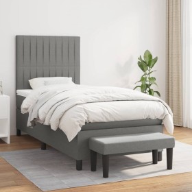 Box spring bed with dark gray fabric mattress 90x190 cm by vidaXL, Beds and slatted bases - Ref: Foro24-3136718, Price: 372,0...