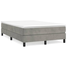 Box spring bed with light gray velvet mattress 120x190 cm by , Beds and slatted bases - Ref: Foro24-3269677, Price: 333,65 €,...