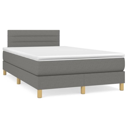 Cama box spring con colchón y LED tela marrón oscuro 120x190 cm de , Camas y somieres - Ref: Foro24-3270096, Precio: 385,23 €...