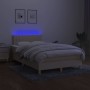 Box spring bed with mattress and LED lights cream fabric 120x190 cm by , Beds and slatted bases - Ref: Foro24-3270107, Price:...