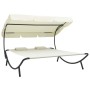 Outdoor lounger with cream white canopy and pillows by vidaXL, Outdoor beds - Ref: Foro24-48068, Price: 118,74 €, Discount: %