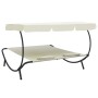 Tumbona de exterior con dosel y almohadas blanco crema de vidaXL, Camas para exteriores - Ref: Foro24-48068, Precio: 119,99 €...