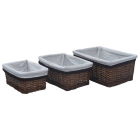 Stackable basket set 3 pieces natural brown willow by vidaXL, Storage baskets - Ref: Foro24-286977, Price: 32,99 €, Discount: %