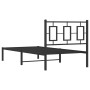 Bed frame with black metal headboard 90x200 cm by , Beds and slatted bases - Ref: Foro24-374234, Price: 75,03 €, Discount: %