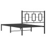 Bed frame with black metal headboard 100x200 cm by , Beds and slatted bases - Ref: Foro24-374236, Price: 75,99 €, Discount: %