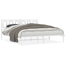 Metal bed frame with white headboard 183x213 cm by , Beds and slatted bases - Ref: Foro24-374295, Price: 121,99 €, Discount: %