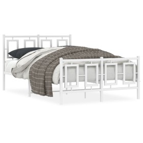 Metal bed frame with headboard and white footboard 120x200 cm by , Beds and slatted bases - Ref: Foro24-374306, Price: 121,59...