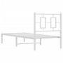 Metal bed frame with white headboard 80x200 cm by , Beds and slatted bases - Ref: Foro24-374281, Price: 64,19 €, Discount: %