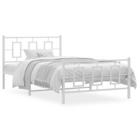 Metal bed frame with headboard and footboard white 107x203 cm by , Beds and slatted bases - Ref: Foro24-374304, Price: 91,99 ...