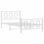 Metal bed frame with headboard and footboard white 107x203 cm by , Beds and slatted bases - Ref: Foro24-374304, Price: 91,99 ...